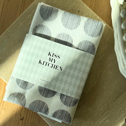 Kiss my Kitchen Geschirrtuch Punkte weiß schwarz