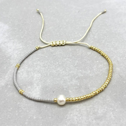 Parsley & Pepper LA PERLA Armband Miyuki Süßwasser Zuchtperle grau