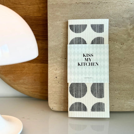 Kiss my Kitchen Schwammtuch Punkte weiß schwarz