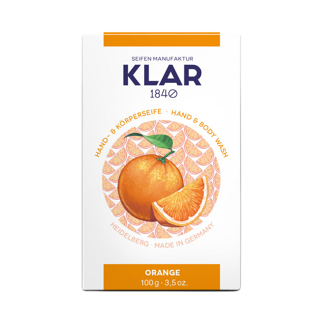 Klar Orangenseife 100 g, Cosmos zertifiziert, palmölfrei