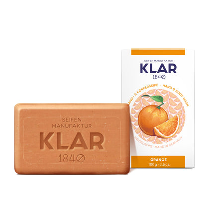 Klar Orangenseife 100 g, Cosmos zertifiziert, palmölfrei