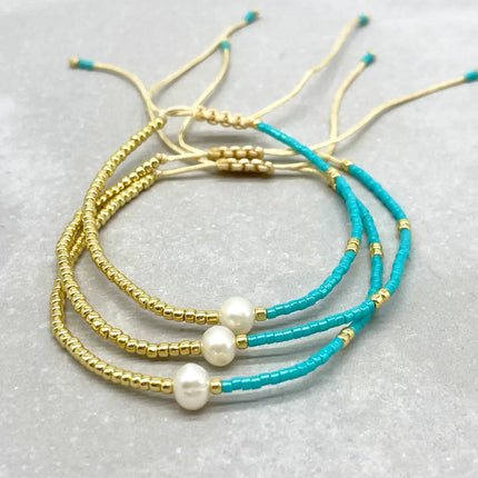 Parsley & Pepper LA PERLA  Armband Miyuki Süßwasser Zuchtperle türkis