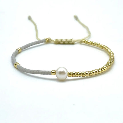 Parsley & Pepper LA PERLA Armband Miyuki Süßwasser Zuchtperle grau