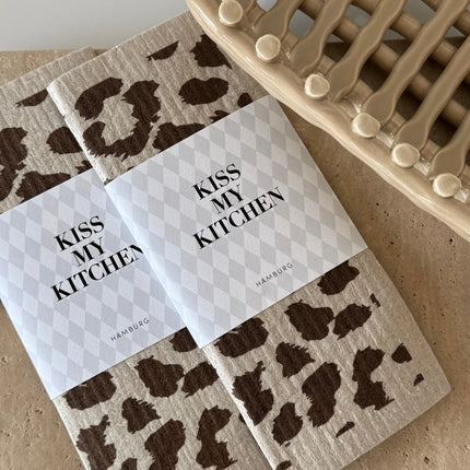 Kiss my Kitchen Schwammtuch Punkte Leo sand braun