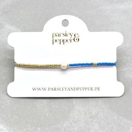 Parsley & Pepper LA PERLA  Armband Miyuki Süßwasser Zuchtperle blau