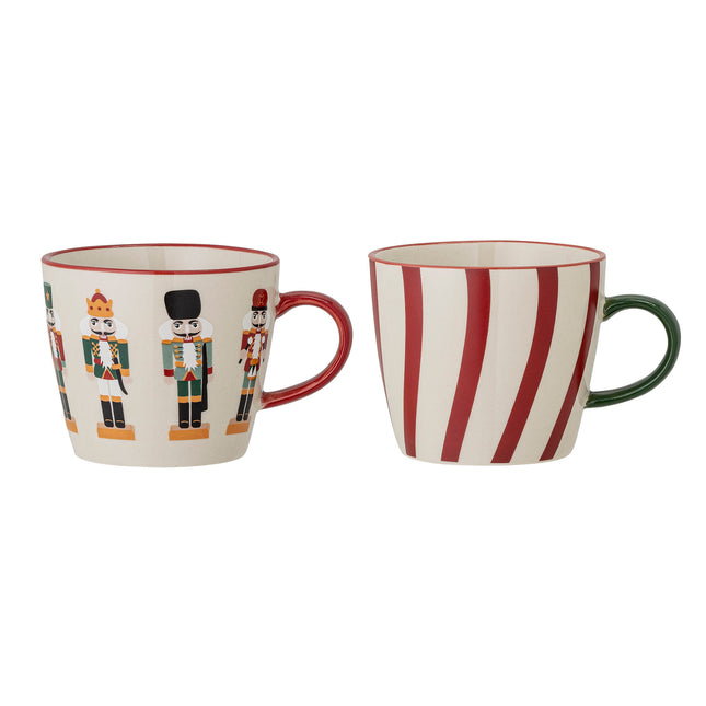 Bloomingville Jolly Becher 2er-Set mit Nussknackern und Streifen