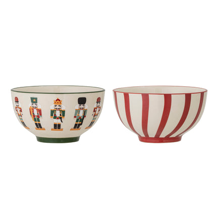 Bloomingville Jolly Schalen 2er-Set mit Nussknackern und Streifen