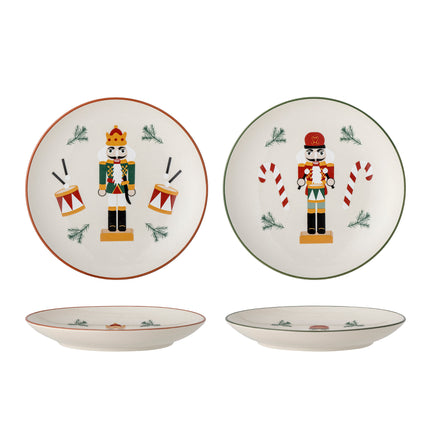 Bloomingville Jolly Teller 2er-Set Ø 16 cm mit Weihnachtsmotiven