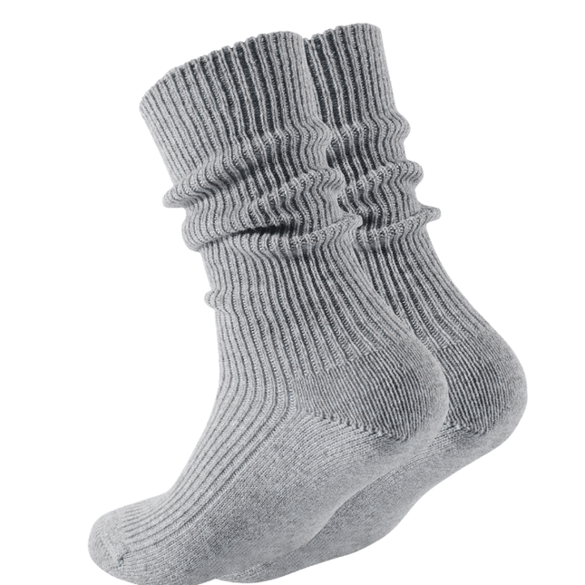 OOLEY Cashmere Socken in Grey mit 45 % Kaschmir und klassischer Rippstruktur