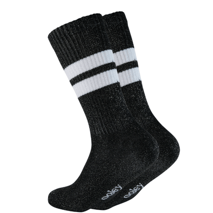 OOLEY ELECTRA LUNGO Glitzersocken in Schwarz mit geripptem Schaft