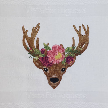 Vista Portuguese Geschirrtuch Hirsch mit Blumen