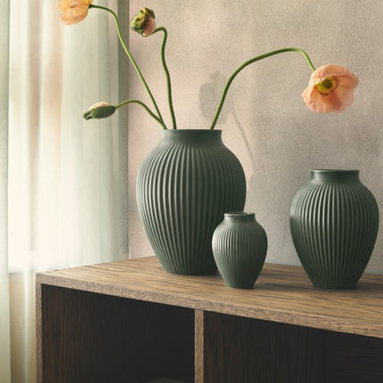 Knabstrup Vase Ripple dunkelgrün 12,5 cm