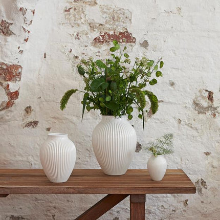 Knabstrup Vase Ripple weiß 12,5 cm