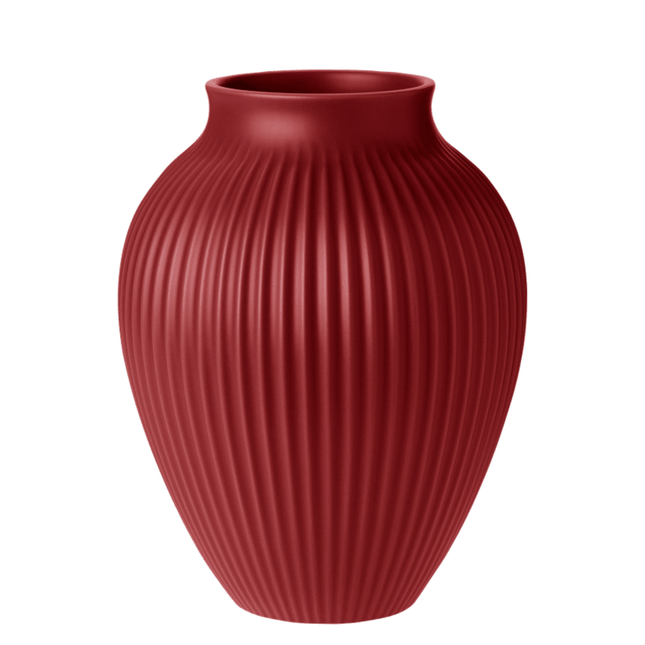 Knabstrup Vase Ripple soft cherry red 27 cm