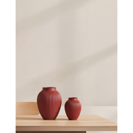 Knabstrup Vase Ripple soft cherry red 20 cm