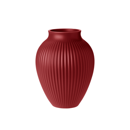 Knabstrup Vase Ripple soft cherry red 20 cm