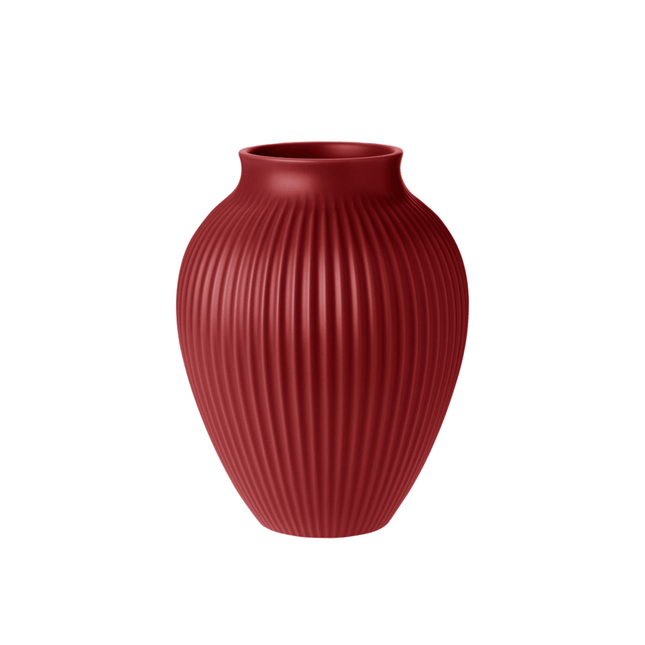 Knabstrup Vase Ripple soft cherry red 20 cm