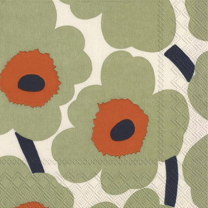 Marimekko Lunch-Servietten UNIKKO CREAM ORANGE 33 x 33 cm