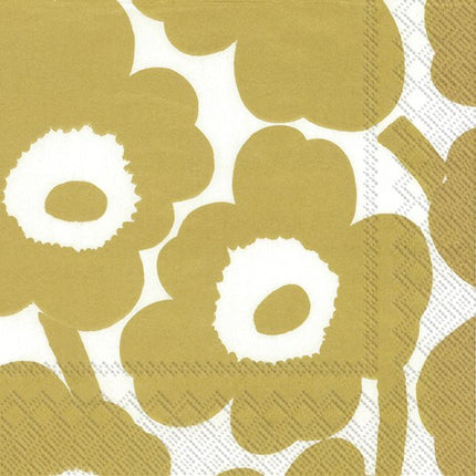 Marimekko Lunch-Servietten UNIKKO WHITE GOLD 33 x 33 cm