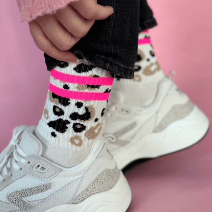 Ooley Socken Leo Allover NEON Pink M (39-43)