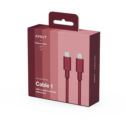 AVOLT Kabel USB-C zu USB-C Cable 1 Bauhaus-Archiv Mulberry Red