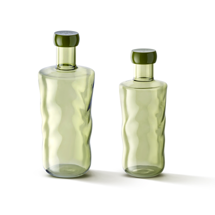 Paveau Flasche Swirl mundgeblasene Glasflasche in moss 