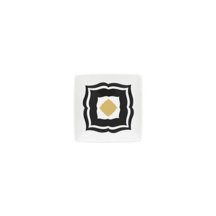 Rosenthal Monochrome Moustache Schälchen aus Porzellan in Schwarz, Weiß und Gold, quadratisch, 11,4 cm