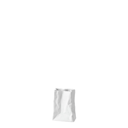 Rosenthal Do Not Litter Tütenvase aus weißem Porzellan, 10,1 cm hoch, in Papiertüten-Optik