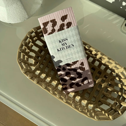 Kiss my Kitchen Schwammtuch Leo rosa braun