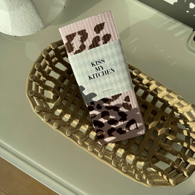 Kiss my Kitchen Schwammtuch Leo rosa braun