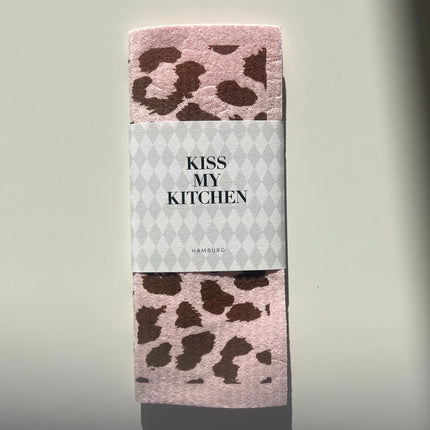 Kiss my Kitchen Schwammtuch Leo rosa braun
