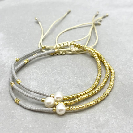 Parsley & Pepper LA PERLA Armband Miyuki Süßwasser Zuchtperle grau