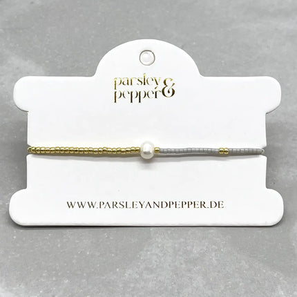 Parsley & Pepper LA PERLA Armband Miyuki Süßwasser Zuchtperle grau
