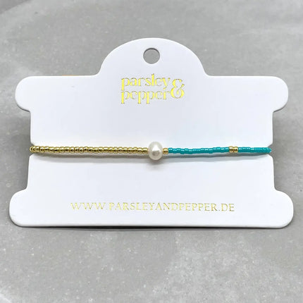 Parsley & Pepper LA PERLA  Armband Miyuki Süßwasser Zuchtperle türkis
