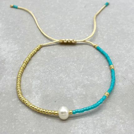 Parsley & Pepper LA PERLA  Armband Miyuki Süßwasser Zuchtperle türkis