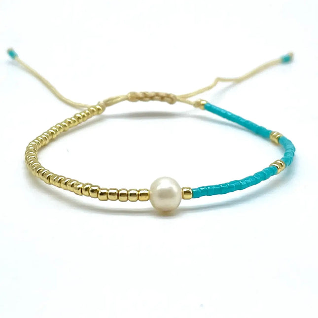 Parsley & Pepper LA PERLA  Armband Miyuki Süßwasser Zuchtperle türkis