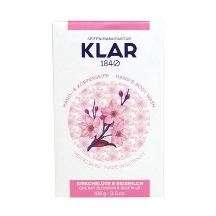 Klar Kirschblüte- & Reismilchseife 100 g, Cosmos zertifiziert, palmölfrei