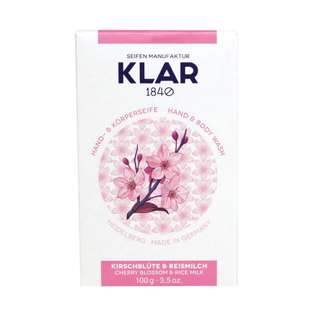 Klar Kirschblüte- & Reismilchseife 100 g, Cosmos zertifiziert, palmölfrei