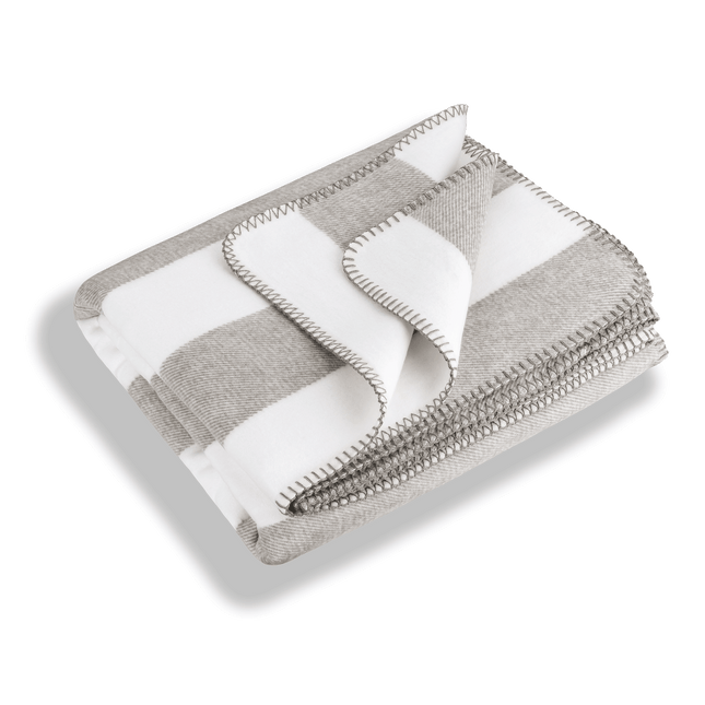 RIEMA Kuscheldecke STINE aus 100% Bio-Baumwolle grau weiß